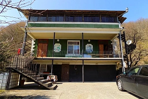 Двухэтажный дом на большом участке.